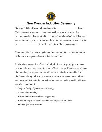 New Member Induction Ceremony - Fonddulaclions.org