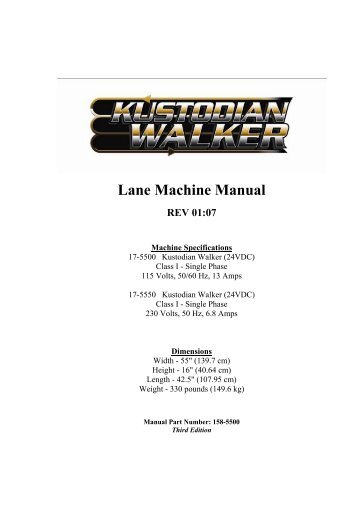 Lane Machine Manual - Bowltech Danmark A/S