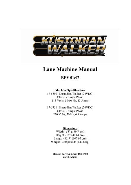 Lane Machine Manual - Bowltech Danmark A/S