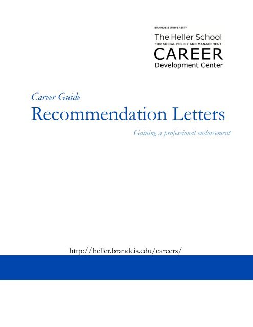 Recommendation Letters - Heller School for Social Policy and ...
