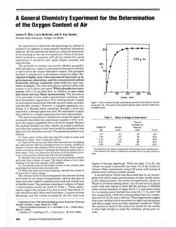 A General Chemistry Experiment for the Determination of the ...