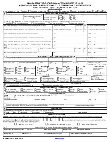 Application For Certificate Of Title With/Without Registration (HSMV