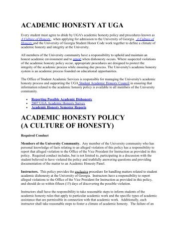 academic honesty at uga academic honesty policy - University of ...