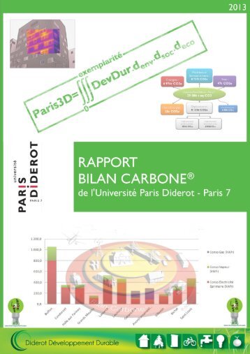 Rapport Bilan Carbone de l'universitÃ© Paris Diderot.