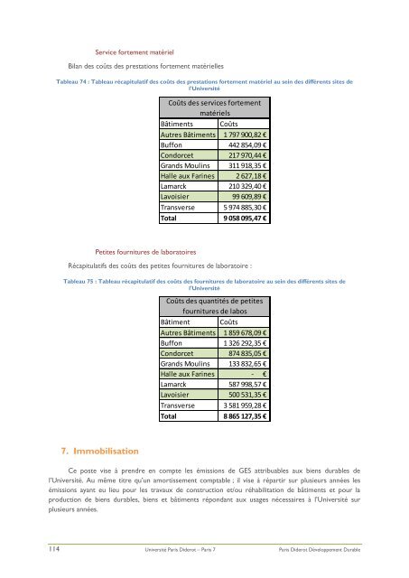 Rapport Bilan Carbone de l'universitÃ© Paris Diderot.