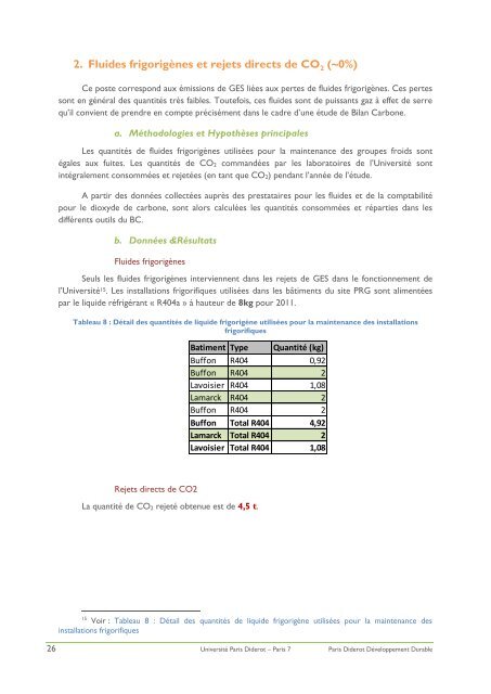 Rapport Bilan Carbone de l'universitÃ© Paris Diderot.