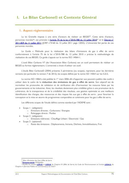 Rapport Bilan Carbone de l'universitÃ© Paris Diderot.