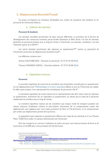 Rapport Bilan Carbone de l'universitÃ© Paris Diderot.