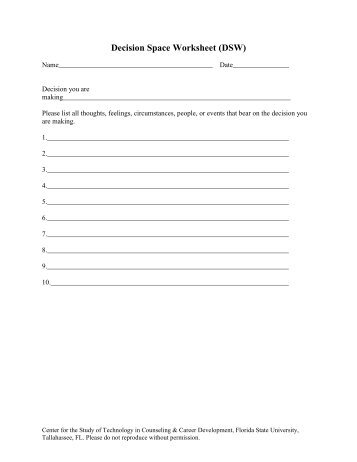 Decision Space Worksheet - The Career Center - Florida State ...