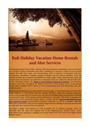 Bali Holiday Vacation Home Rentals and Also Services