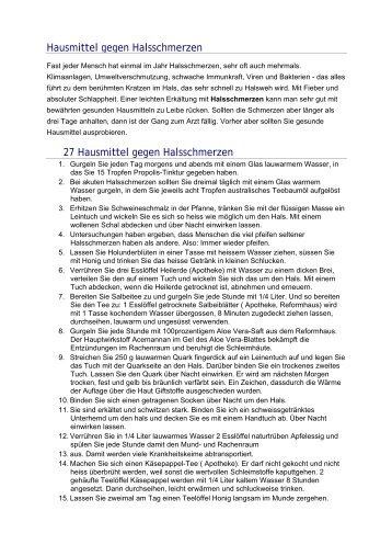 Hausmittel gegen Halsschmerzen