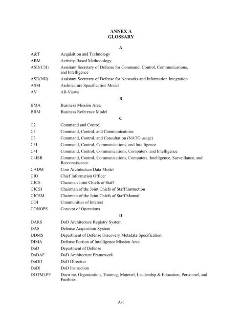 DoD Architecture Framework Version 1.5 - Chief Information Officer