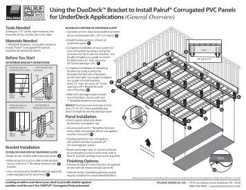 Using the DuoDeckâ¢ Bracket to Install Palruf ... - Palram Americas