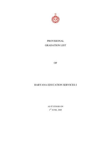 provisional gradation list of haryana education services-i