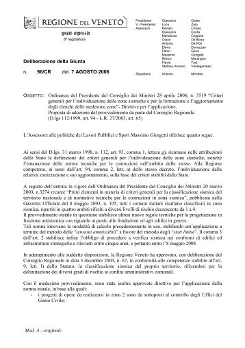 Deliberazione della Giunta n. 96/CR del 7 ... - Regione Veneto