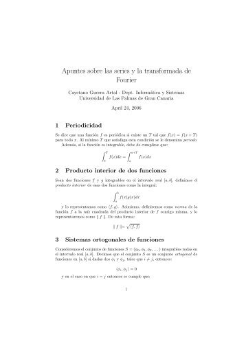 Apuntes sobre las series y la transformada de Fourier