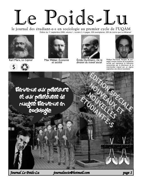 Journal du 11 septembre 2006 - DÃ©partement de sociologie