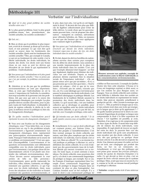 Journal du 11 septembre 2006 - DÃ©partement de sociologie