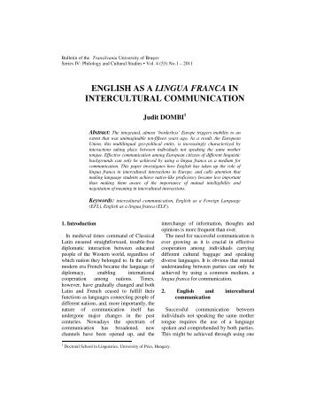 Dombi, J. English as a Lingua Franca in Intercultural Communication