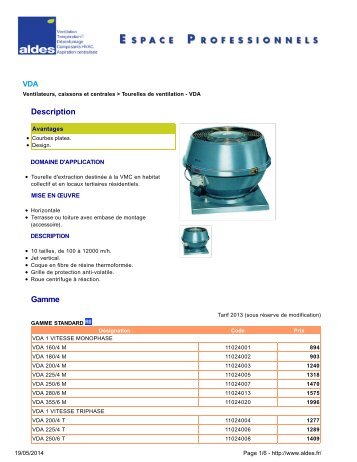 Imprimer cette fiche - Aldes