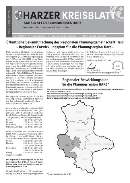 Regionale Planungsgemeinschaft Harz - bei Regionale-Planung.de