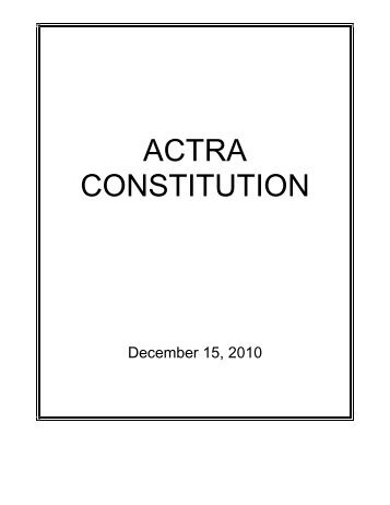 ACTRA Constitution and By-laws - ACTRA Toronto