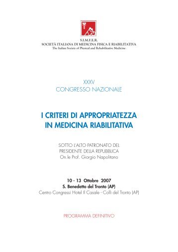 i criteri di appropriatezza in medicina riabilitativa - DEA ...