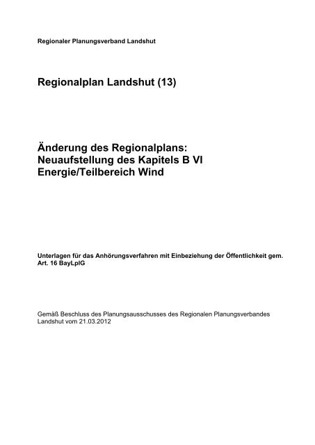 Änderung des Regionalplans - Regionaler Planungsverband ...