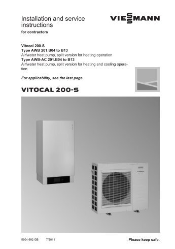 Vitocal 200-S Service and Installation10.8 MB - Viessmann