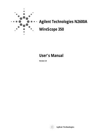 Agilent Technologies N2600A WireScope 350 User's ... - messkom.de