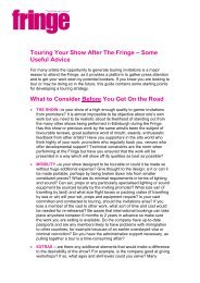 Touring - Edinburgh Festival Fringe