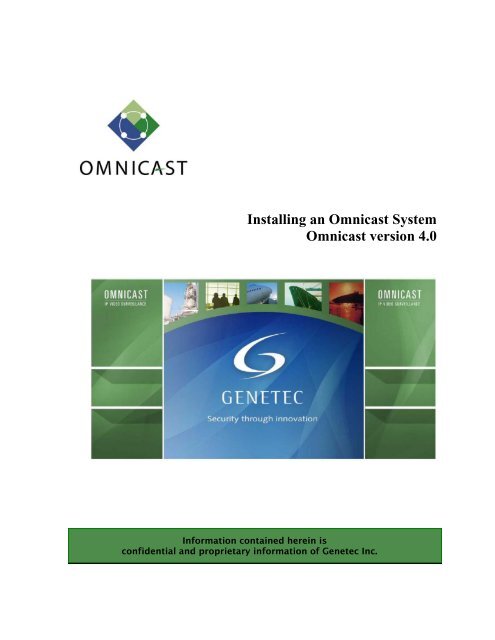 Installing an Omnicast System Omnicast version 4.0 - Genetec
