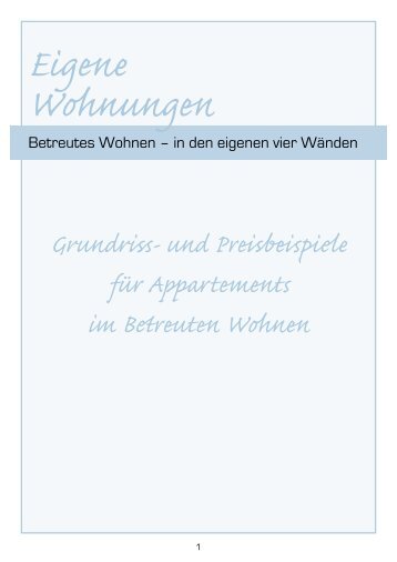 Grundriss- und Preisbeispiele fÃ¼r Appartements im Betreuten Wohnen