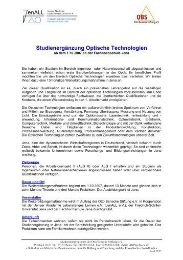 StudienergÃ¤nzung Optische Technologien - JenALL