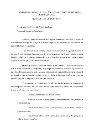Rezumat teza doctorat.pdf - Universitatea din BucureÈti