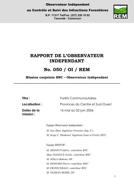 Rapport de mission REM 050 - Observateur IndÃ©pendant FLEG