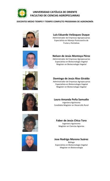 RelaciÃ³n de los Docentes del Programa de AgronomÃ­a - UCO