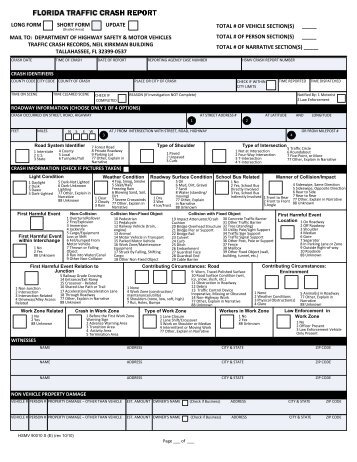 Florida Crash Report HSMV-90010S, Rev. 10/2010 - NHTSA