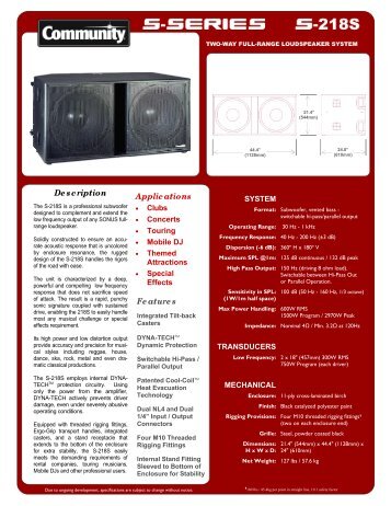 S-218S - Community Professional Loudspeakers