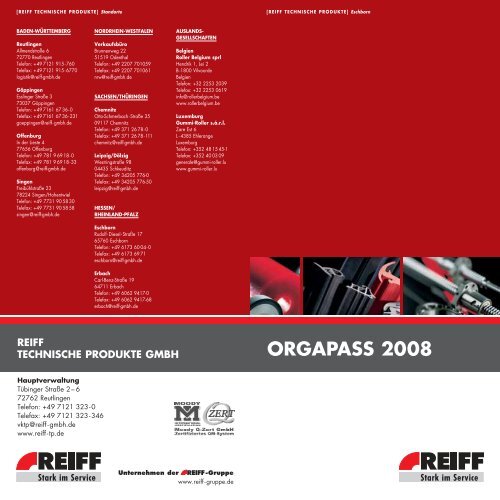 ORGAPASS 2008 - REIFF-Gruppe