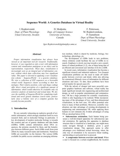 A Genetics Database in Virtual Reality - University of Toronto ...