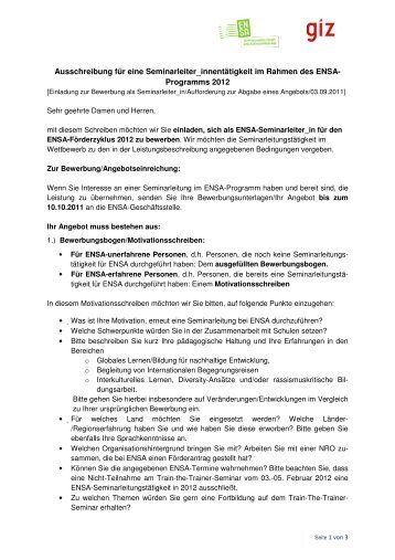 Aufforderungsschreiben fÃ¼r SL-TÃ¤tigkeit 2012 - ELAN