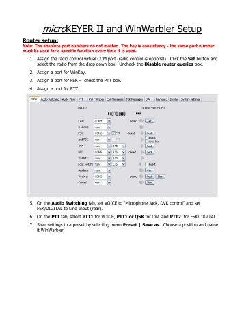 micro KEYER II and WinWarbler Setup - microHAM