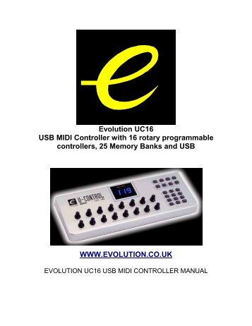 Evolution UC16 USB MIDI Controller with 16 rotary programmable ...