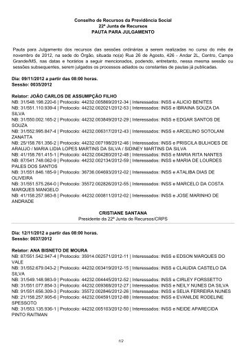 Pauta de julgamento nÂº 35 a 38 E-Recursos da 22Âª junta de recursos