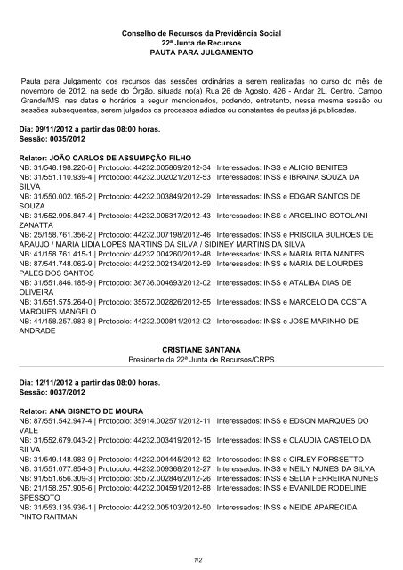 Pauta de julgamento nÂº 35 a 38 E-Recursos da 22Âª junta de recursos