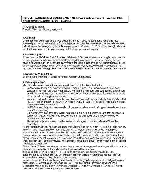 NOTULEN ALGEMENE LEDENVERGADERING NVvA d.d. ...