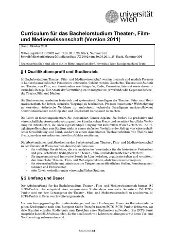 Theater-, Film- und Medienwissenschaft - Student Point - UniversitÃ¤t ...