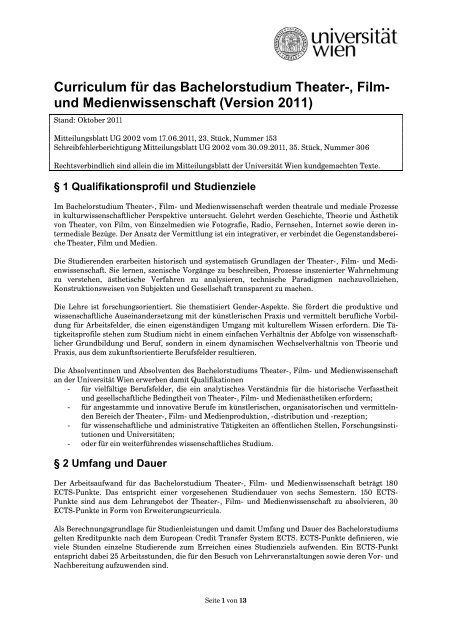 Theater-, Film- und Medienwissenschaft - Student Point - UniversitÃ¤t ...