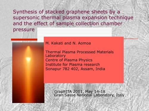 Synthesis of stacked graphene sheets by a supersonic ... - GraphITA